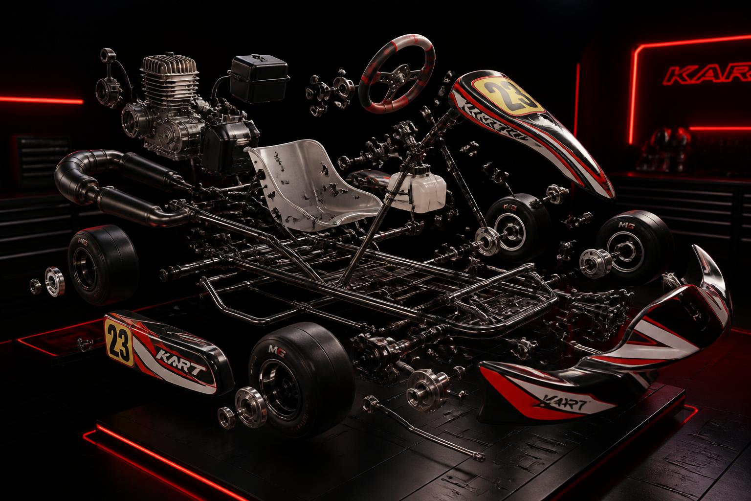 Vista explodida de um kart de competição
